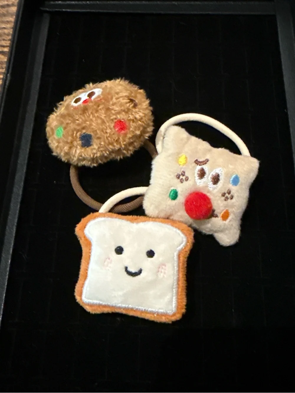 Kawaii Plush Toast & Cookie Hair Ties - Cute Face Set